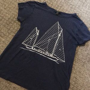 Linen Sailboat Graphic Tee Shirt